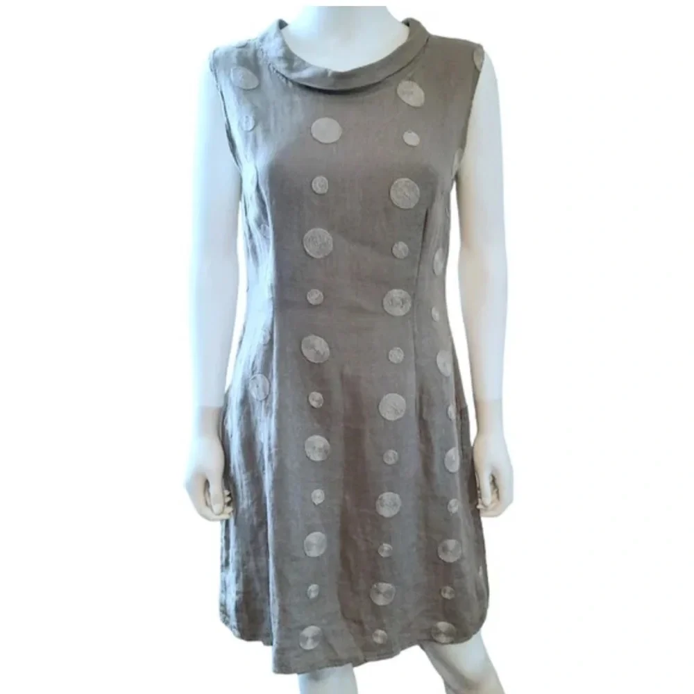 lina tomei linen dress shift knee length Small made in Italy 36 Waist Lina tomei linen blue -